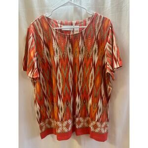 Maximalist Embellished Print Top – Size L | Beaded Detail